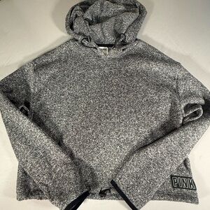PINK Victoria Secret‎ Cropped Gray Fleece Hoodie Small